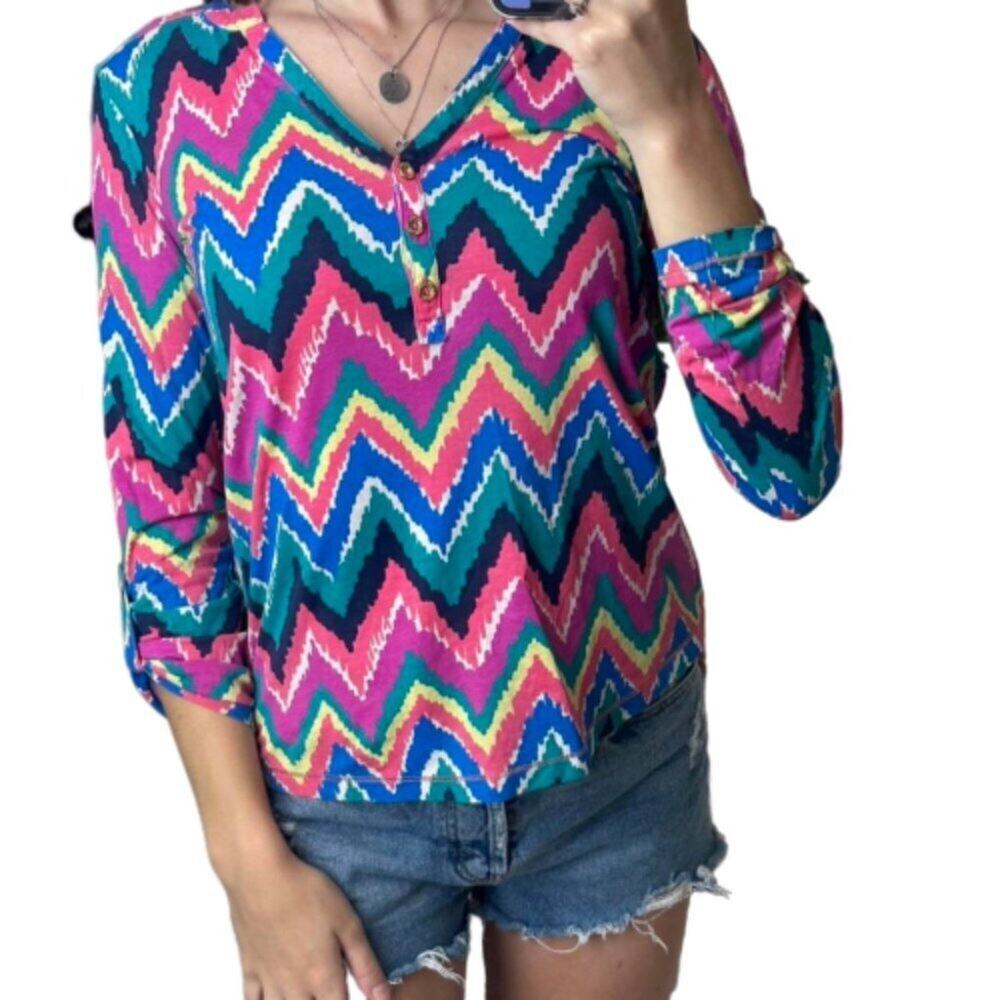 Lilly Pulitzer Janelle Tab Sleeve Top Small EUC